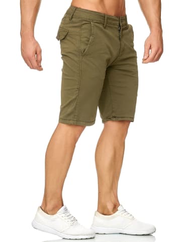 Max Men Chino Shorts Capri 3/4 Hose Stretch Bermuda Sommer in Olive