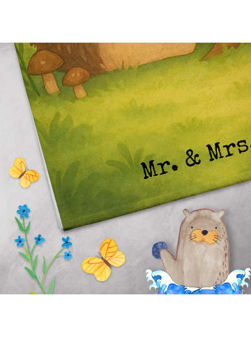 Mr. & Mrs. Panda Handtuch Igel Federschmuck Design mit Spruch in Weiß