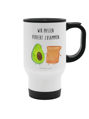 Thermo-Kaffeebecher Avocado Toast mit Spruch in Weiß