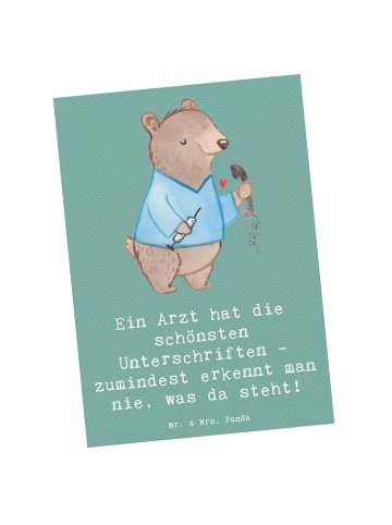 Mr. & Mrs. Panda Postkarte Arzt Unterschrift mit Spruch in Meeresbrise