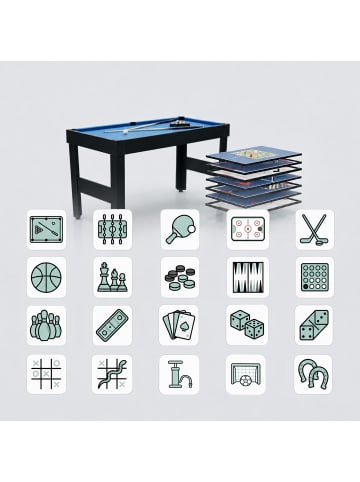 relaxdays Spieltisch "20 in 1" in Schwarz - (B)107 x (H)81 x (T)60,5 cm