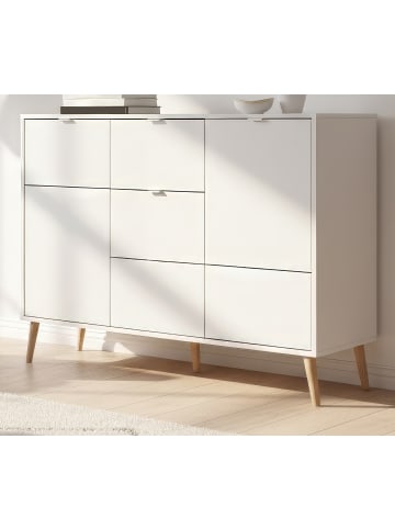 Furn.Design Kommode weiß matt 115 cm, Sideboard skandinavisch, viel Stauraum
