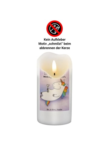 Mr. & Mrs. Panda Wachskerze Einhorn Blümchentail Design mit Spruch in Weiß