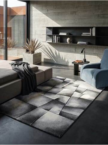 KADIMA DESIGN Kurzflorteppich Patchwork pflegeleicht Wohnzimmer Schlafzimmer Flur in Anthrazit