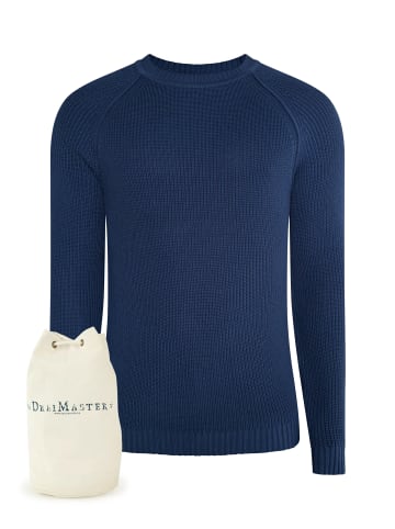 DreiMaster Vintage Strickpullover + Shopping Bag - Set in Dunkelmarine