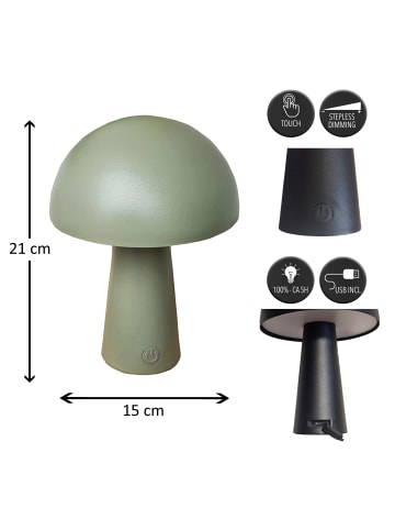 Coen Bakker LED Pilz Tischlampe dimmbar Touch Farbwechsler IP44 Innen Außen 15x21cm in Grün