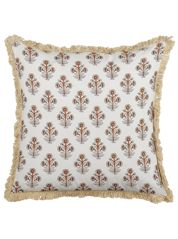 Beliani Dekokissen OMORIKA in Bunt/Beige/Orange - (W) 45 x (H) 10 x (L) 45 cm