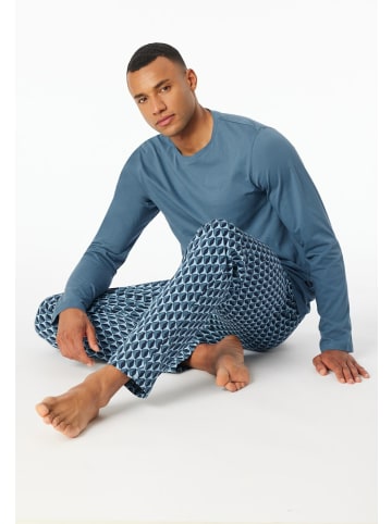 Schiesser Pyjama lang für Herren in dunkel-blau