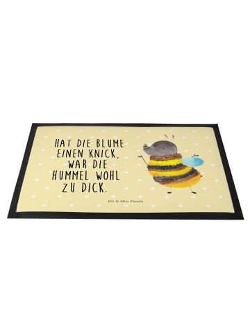 Mr. & Mrs. Panda Fußabtreter Hummel flauschig mit Spruch in Gelb Pastell