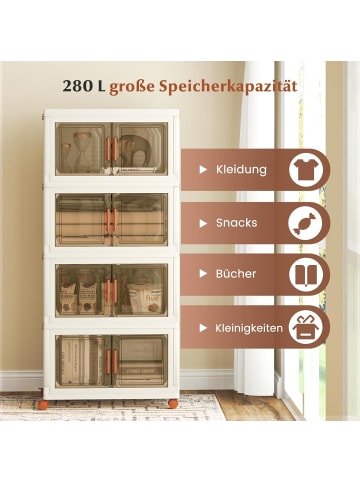 COSTWAY Aufbewahrungsbox mit Deckel 4 tlg. 68,5 cm breite in Weiß
