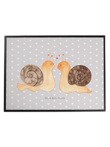 Mr. & Mrs. Panda Schreibtischunterlage Schnecken Liebe ohne Spruch in Grau Pastell