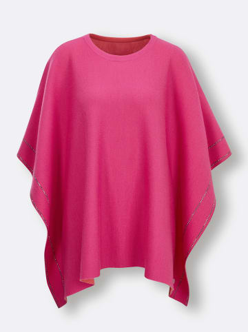 creation L Strickponcho in fuchsia-koralle