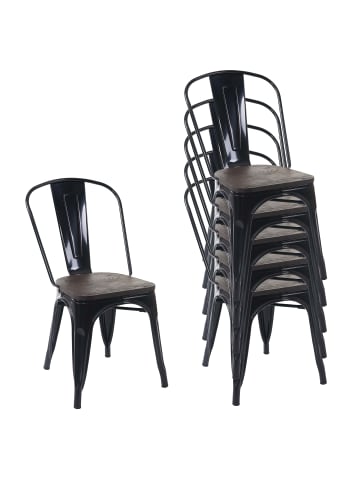 MCW 6er-Set Stuhl A73 im Industriedesign, Schwarz