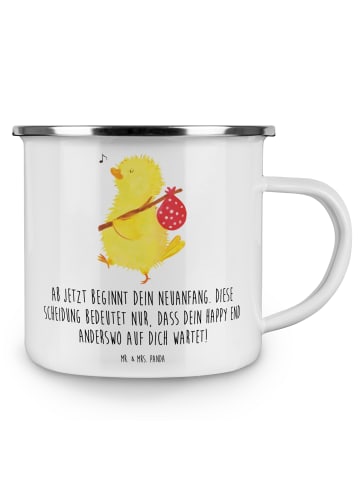 Mr. & Mrs. Panda Camping Emaille Tasse Neuanfang Scheidung mit S... in Weiß