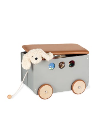 Pinolino Spielzeugkiste mit Rollen Jim, grau, 50 x 36 x 36 cm