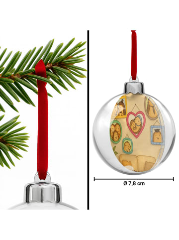 Mr. & Mrs. Panda Weihnachtskugel Igel Familie Design ohne Spruch in Weiß