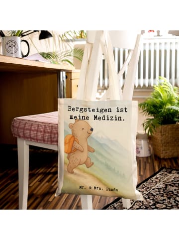 Mr. & Mrs. Panda Tote Bag Bär Bergsteigen Design mit Spruch in Weiß