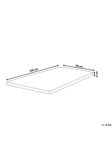 Beliani Topper SLUMBER in Grau/Weiß - (W) 90 x (H) 6 x (L) 200 cm