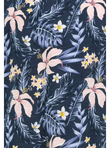 Eight2Nine Bequemes Kurzarm-T-Shirt Blumenmuster Casual in Blau-2