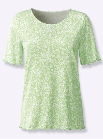 Sieh an! Kurzarmshirt in reseda-ecru-bedruckt