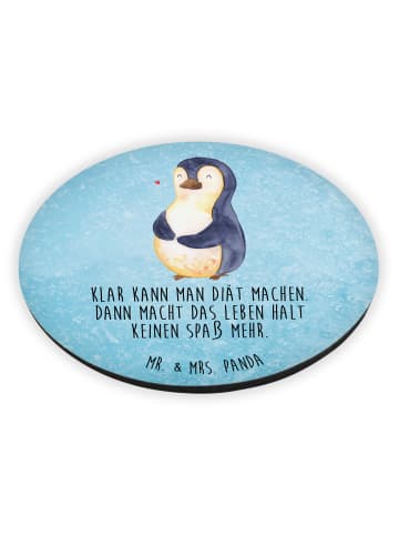 Mr. & Mrs. Panda Rund Magnet Pinguin Diät mit Spruch in Eisblau