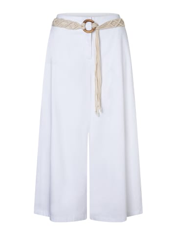 More & More weite Stoffhose mit Flechtgürtel in white