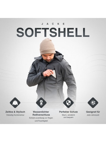 PAULGOS Herren Softshell Jacke Outdoor Funktionsjacke in Dunkelgrau