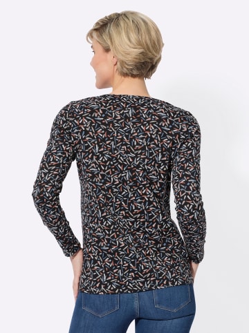 WITT WEIDEN Langarm-Shirt in schwarz-papaya-bedruckt