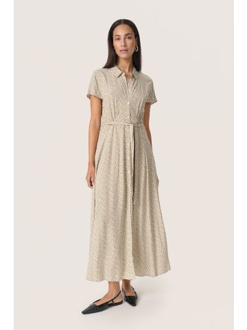 Soaked in Luxury Kleid SLArjana Feminine Form in Khaki Green and White Dots