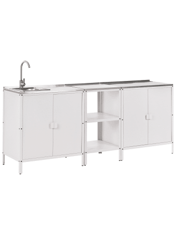 Beliani 3er-Set Gartenküche VILAMA in Weiß/Silber