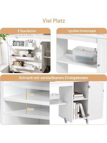 COSTWAY Nähtisch Klappbar 158x50x75cm in Weiß