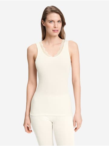 Hanro Tanktop Woolen Lace in misty white