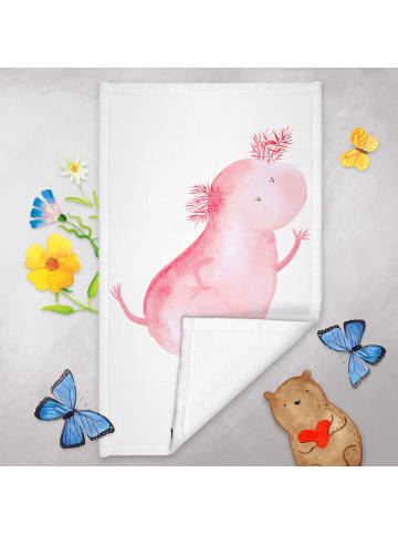 Mr. & Mrs. Panda Handtuch Axolotl Tanzen ohne Spruch in Weiß