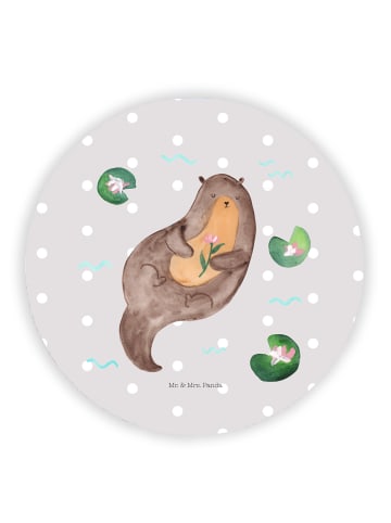 Mr. & Mrs. Panda Rund Magnet Otter Seerose ohne Spruch in Grau Pastell