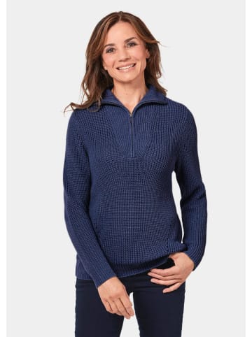 GOLDNER Kurzgröße: Sportiver Troyer mit Baumwollanteil in marine