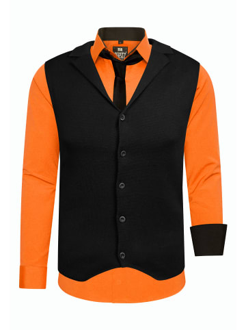 Rusty Neal Hemd mit Weste und Krawatte 3er Set in Orange