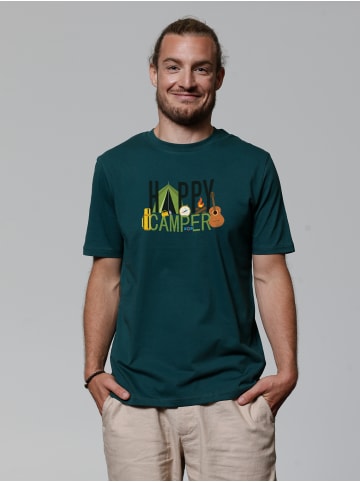 wat? Apparel T-Shirt Happy Camper in Dunkelgrün