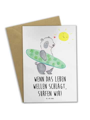 Mr. & Mrs. Panda Neujahrskarte Sommer Wellen Surf mit Spruch in Weiß