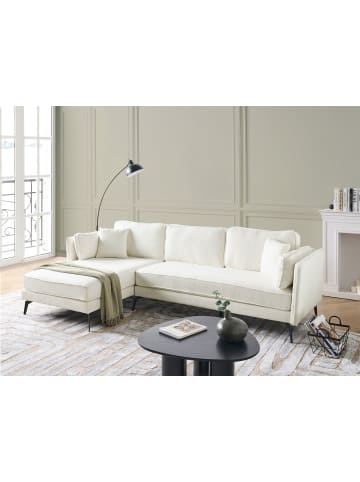 Beliani 3-tlg 3-Sitzer Sofa ALTAN in Weiß/Schwarz rechtsseitig