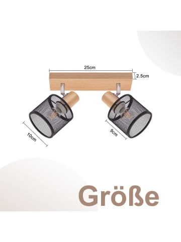 ZMH Deckenleuchte in Schwarz 2-flammige E14 Holz Modern Küchelampe