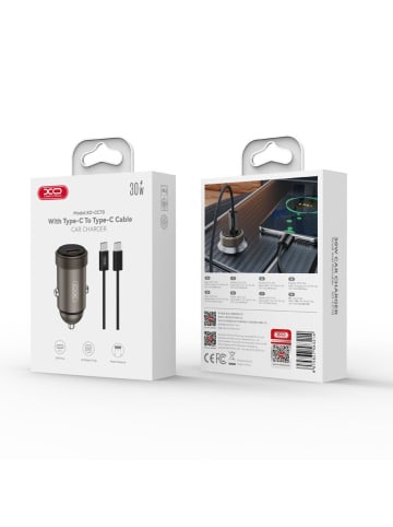 XO XO Autoladeadapter CC70 PD 30W 1x USB-C schwarz + Kabel USB-C - USB-C