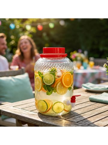 relaxdays Getränkespender in Transparent/ Rot - 10 l