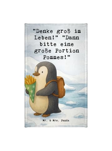 Mr. & Mrs. Panda Frotteetuch Pinguin Pommestüte Design mit Spruch in Weiß