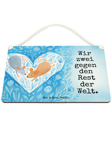 Mr. & Mrs. Panda Schild Mäuse Herz Design mit Spruch in Weiß