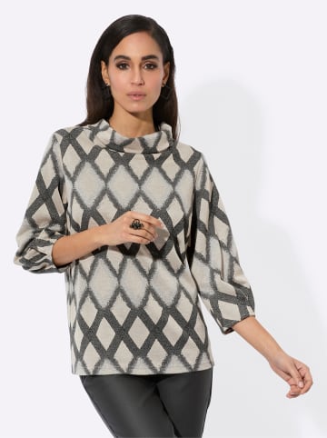 creation L 3/4-Arm-Shirt in sand-anthrazit-gemustert