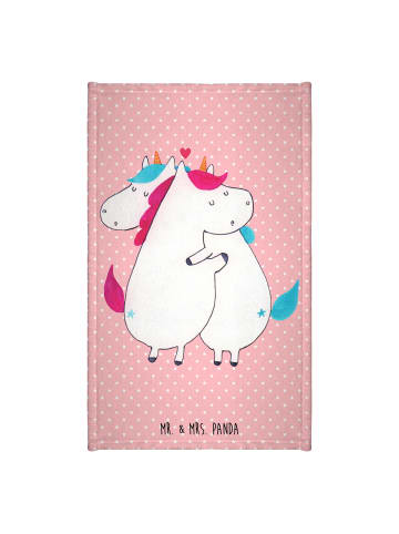 Mr. & Mrs. Panda Gästehandtuch Einhorn Mitteilung ohne Spruch in Rot Pastell