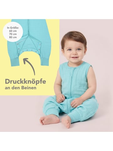 Schlummersack Musselin Schlafsack mit Füßen, 0.5 TOG in Aqua