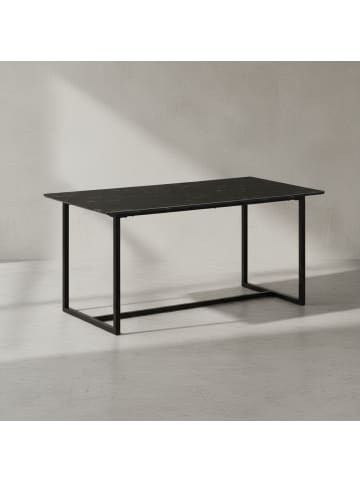 KADIMA DESIGN Esszimmertisch 120x60x76 cm Küchentisch in Marmor-Optik in Schwarz