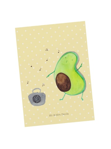Mr. & Mrs. Panda Postkarte Avocado Tanzen ohne Spruch in Gelb Pastell
