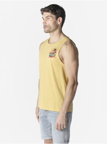 KOROSHI Herren t-shirt boxen baumwolle druck in gelb